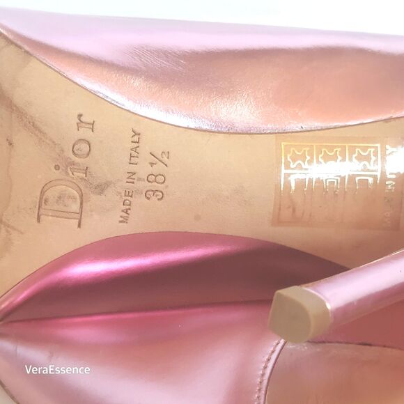 Christian Dior Women Heel Pumps Leather Shoes 9 39 Metallic Pink WSRP $859 - Picture 15 of 16